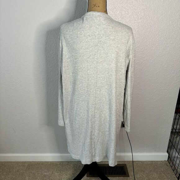 Madewell Grey Size M Rainbow Embroidered Cotton Robe NO BELT Pockets Boho Retro - Picture 12 of 13